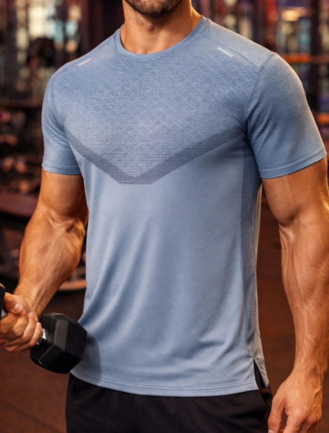 Men's Color Block Running T-Shirt Compression Shirt Athletic Sports