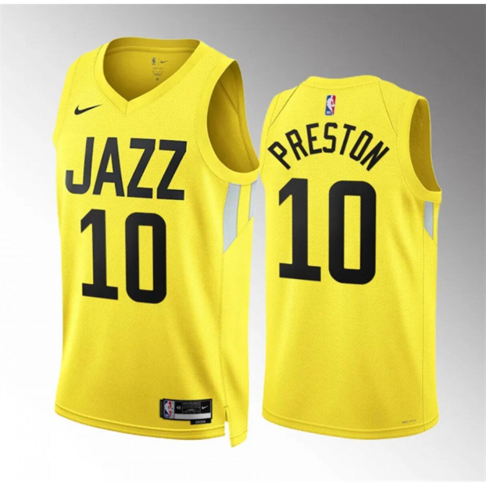 Game Day Premium Men's Jazz #10 Jason Yellow Basketball Jersey