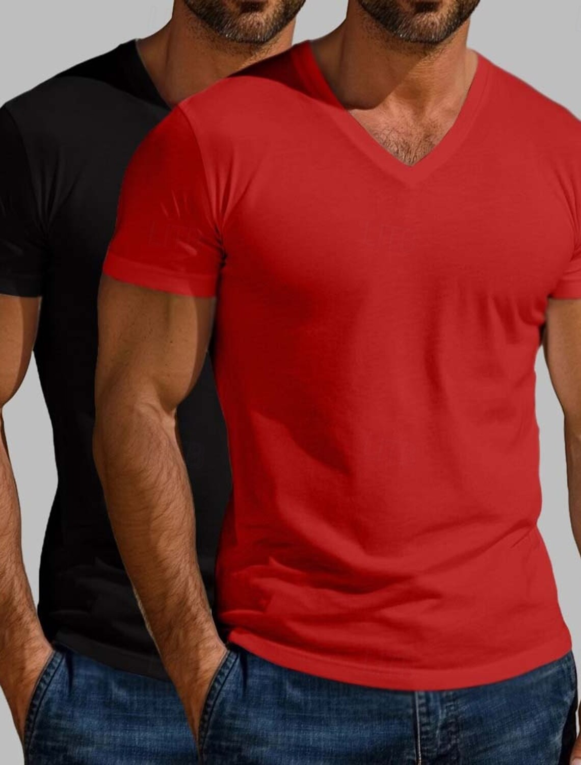 2PCS Men's Cotton Blend T Shirt Tee Top Short Sleeve V Neck Summer All