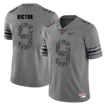 Men's OSU Ohio Binjimen Victor #9 game day Gray 2024 replica Jersey