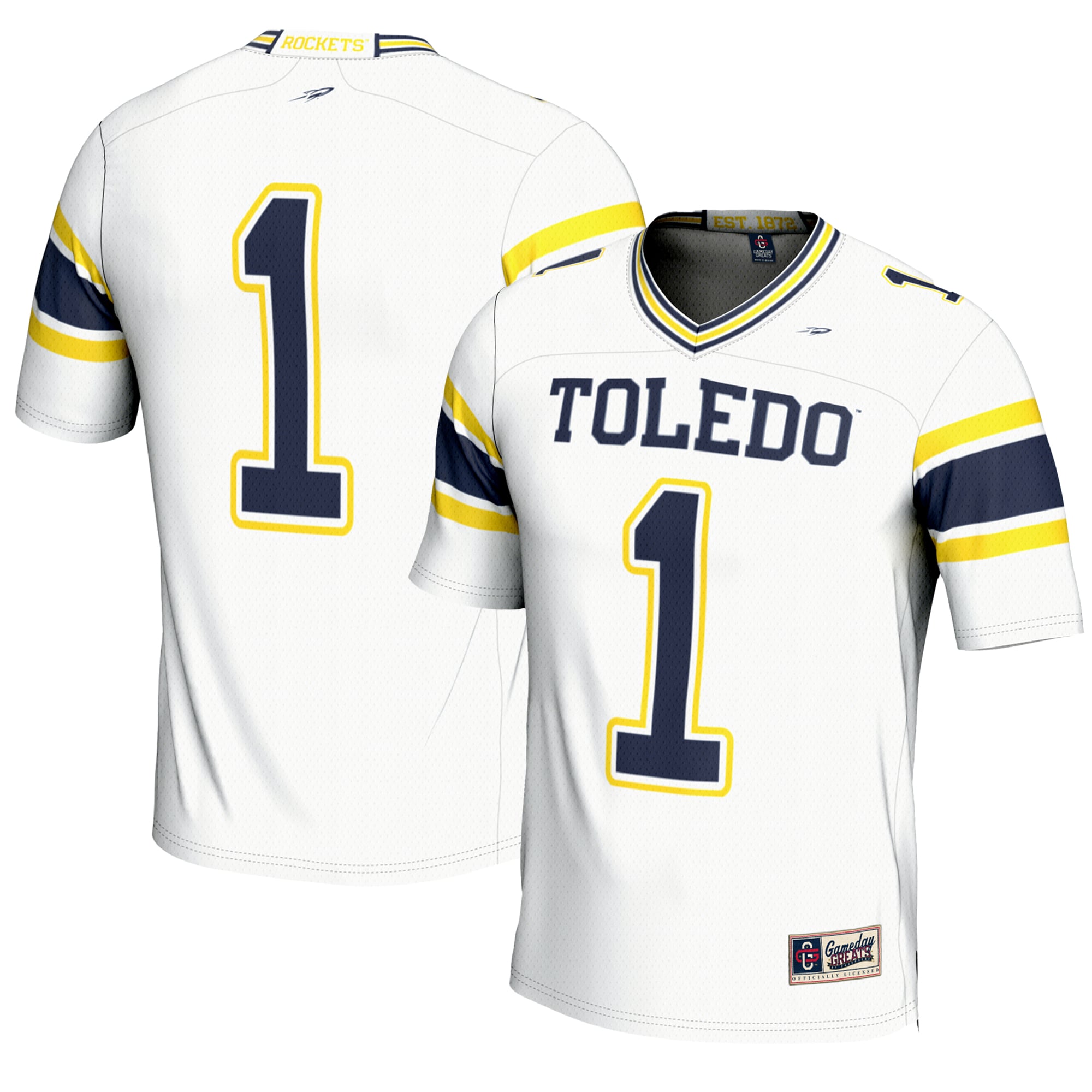 Youth #1 White Toledo Rockets Endzone Football Jersey