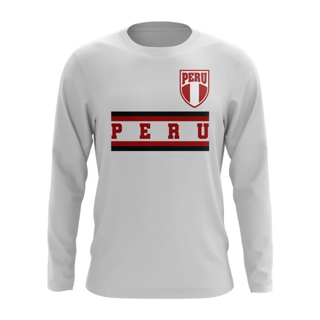 Player Peru Core Football Country Long Sleeve T-Shirt (White)