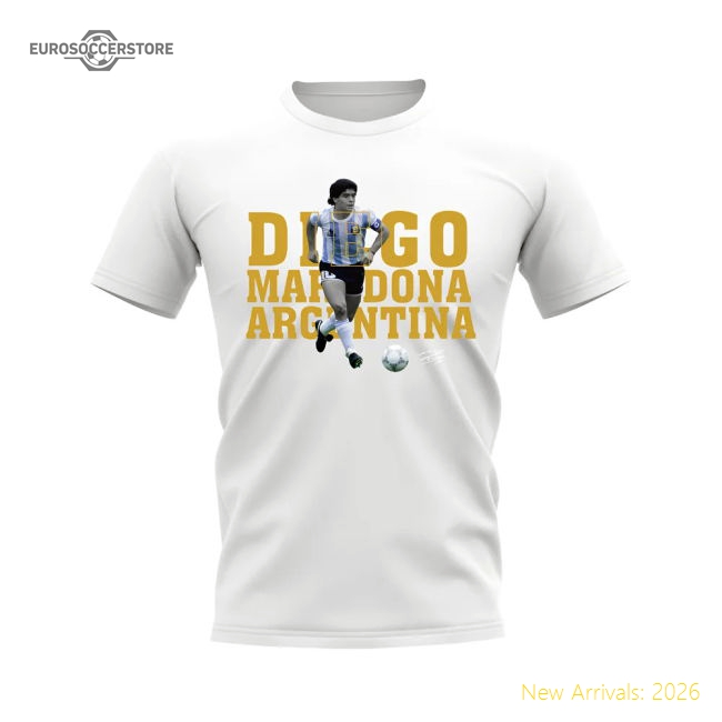 Diego National Teams Maradona Argentina Player Tee (White)