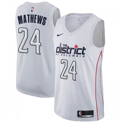Wizards #24 Garrison Mathews Top-Grade 2024 City NBA Jersey - White