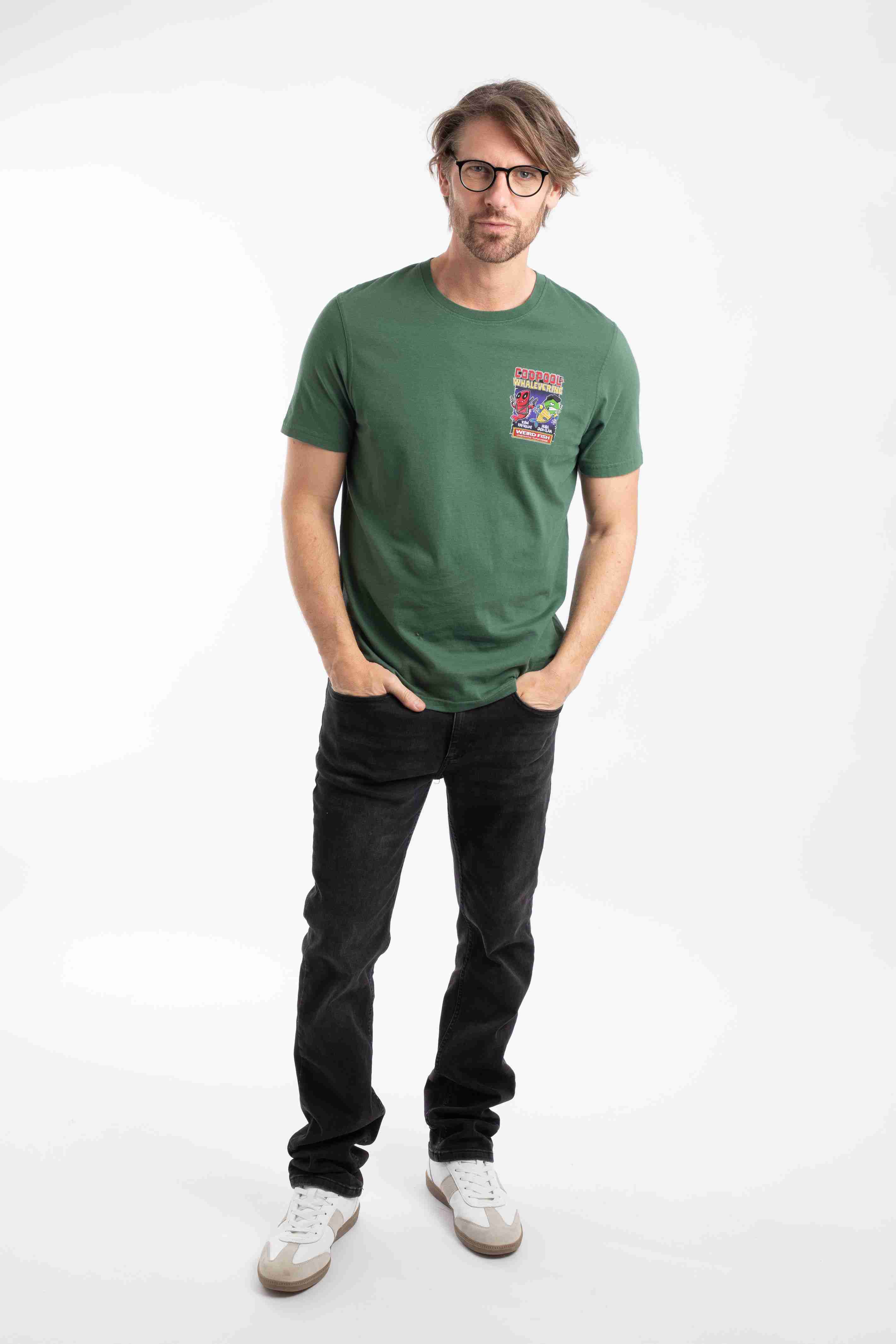 Codpool Back Print Artist T-Shirt Dusky Green