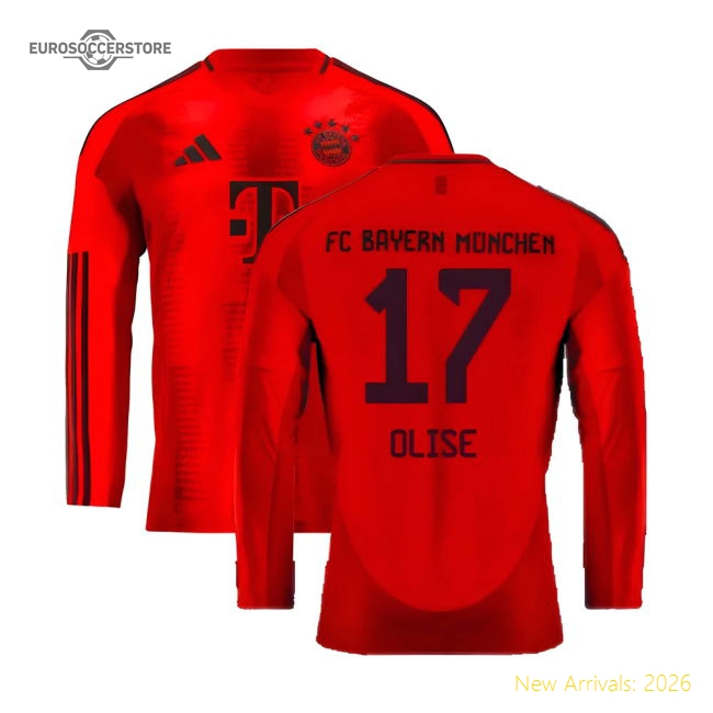 Genuine 2024-2025 Bayern Munich Long Sleeve Home Shirt (Olise 17)