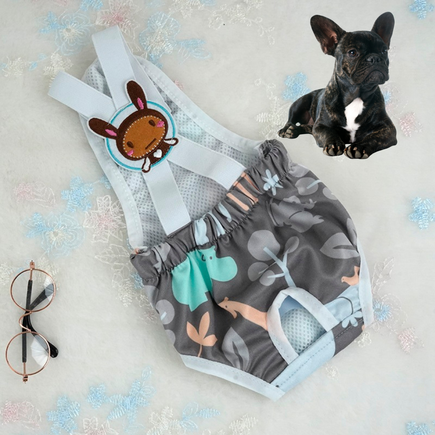 Frenchie Sanitary Panty With Adjustable Straps For Frenchie Pups