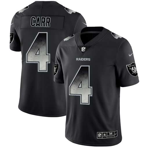 NFL O R Raiders #4 Derek Carr2019 Black Smoke Jersey - High Quality