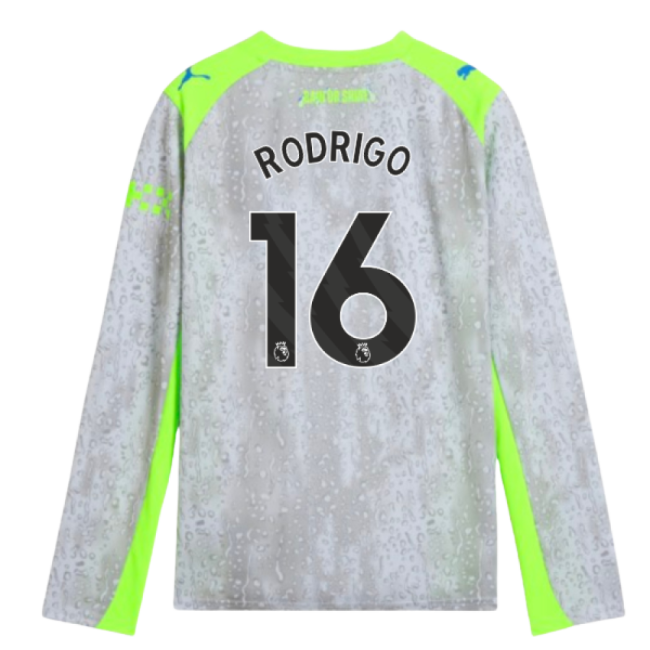 2025-2026 Man City Long Sleeve Third Shirt (Kids) (Rodrigo 16) (Fan...