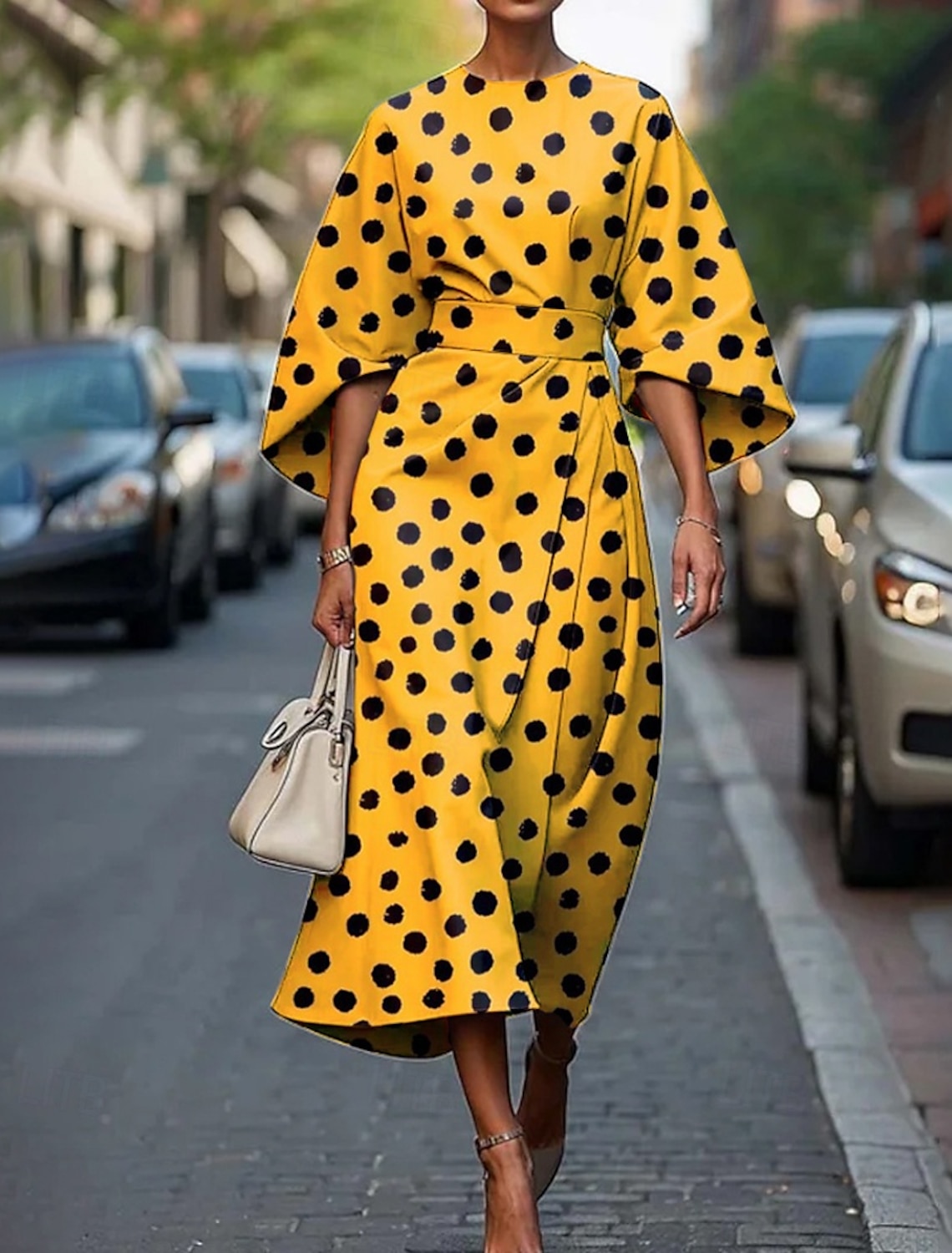 Women's Midi Dress Floral Dress Print Dress Classic Modern Daily Vacation Holiday Regular Fit Flower Half Sleeve Crew Neck White Yellow Pink Summer