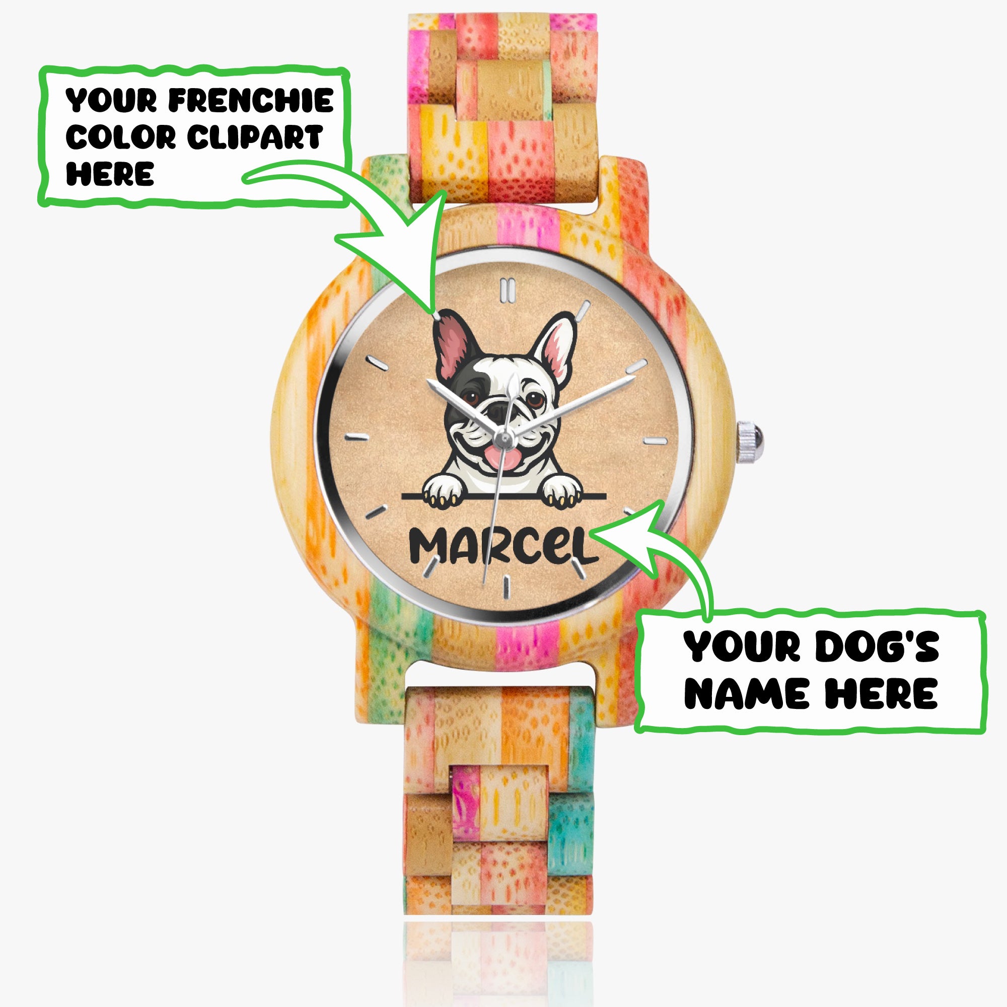 Stylish Wooden Watch For Frenchie Lovers Pet Gear | Non-slip Design