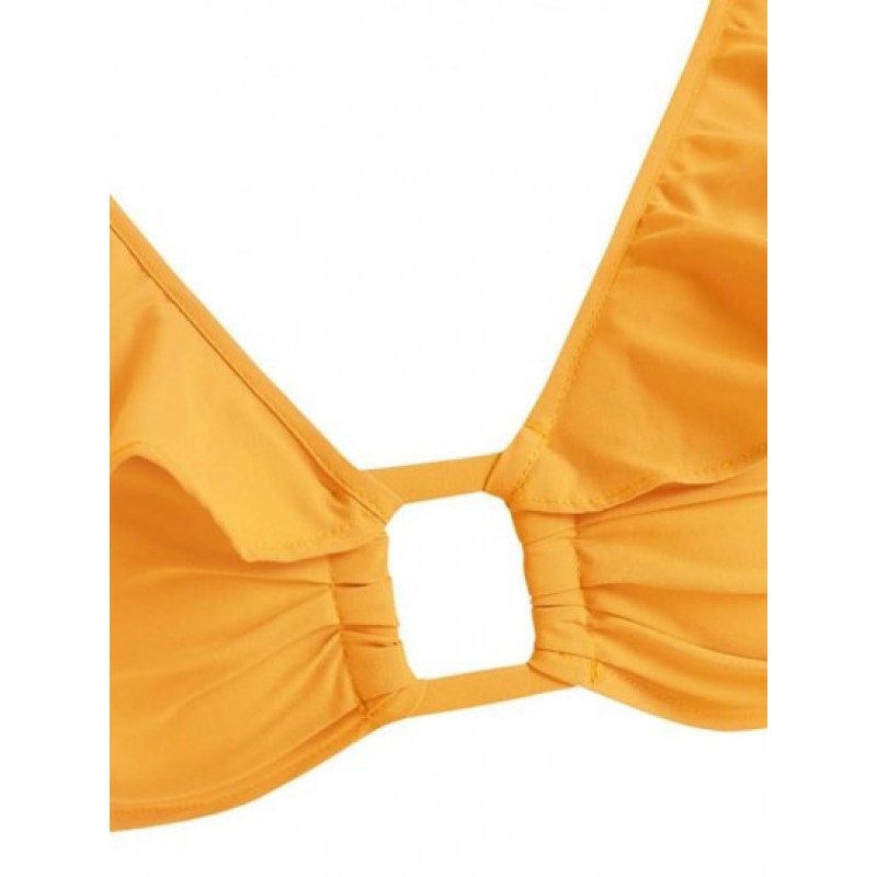 Ruffle Ring Knotted Crop Blouse ID1073