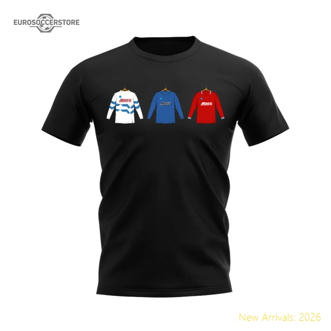 1989-1990 Napoli Retro Soccer Shirt T-Shirt (Black) Classic Football Kit