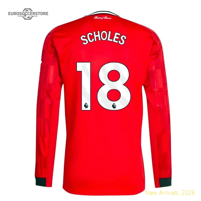 2025-2026 Man Utd Long Sleeve Home Shirt (Scholes 18)