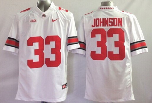 Men's OSU Ohio White 2014 moisture wicking Pete Johnson #33 match