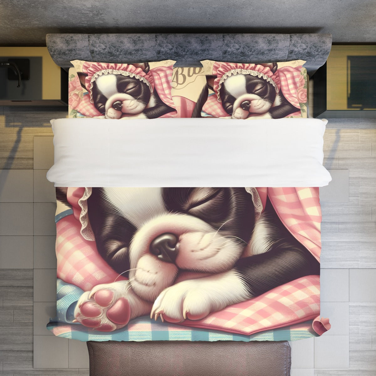 Hugo - Warm Duvet Cover Set For Boston Terrier Lovers Paw Protection