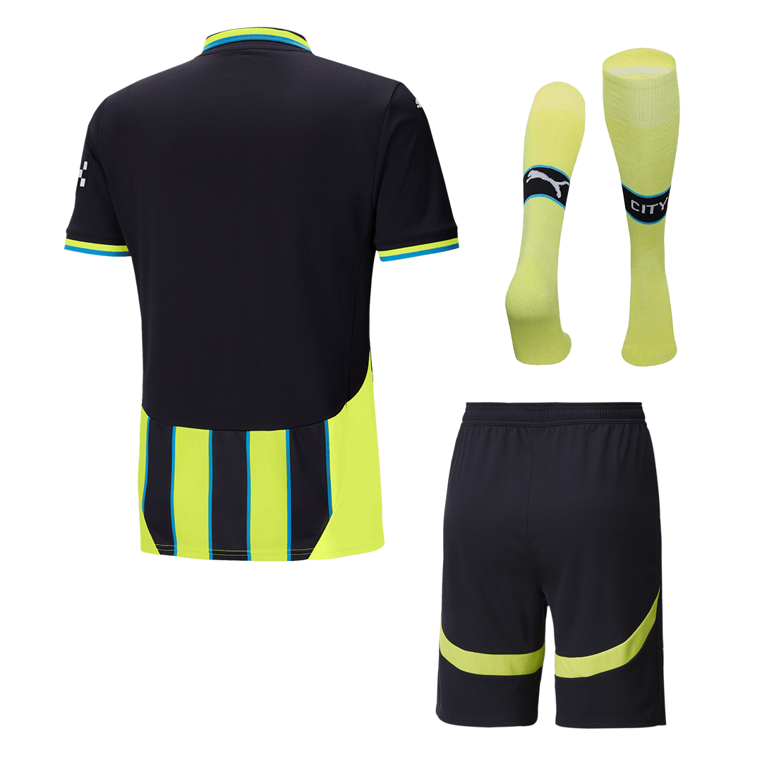 Manchester City Away Soccer Jersey Kit(Jersey+Shorts+Socks) 2024/25Aut