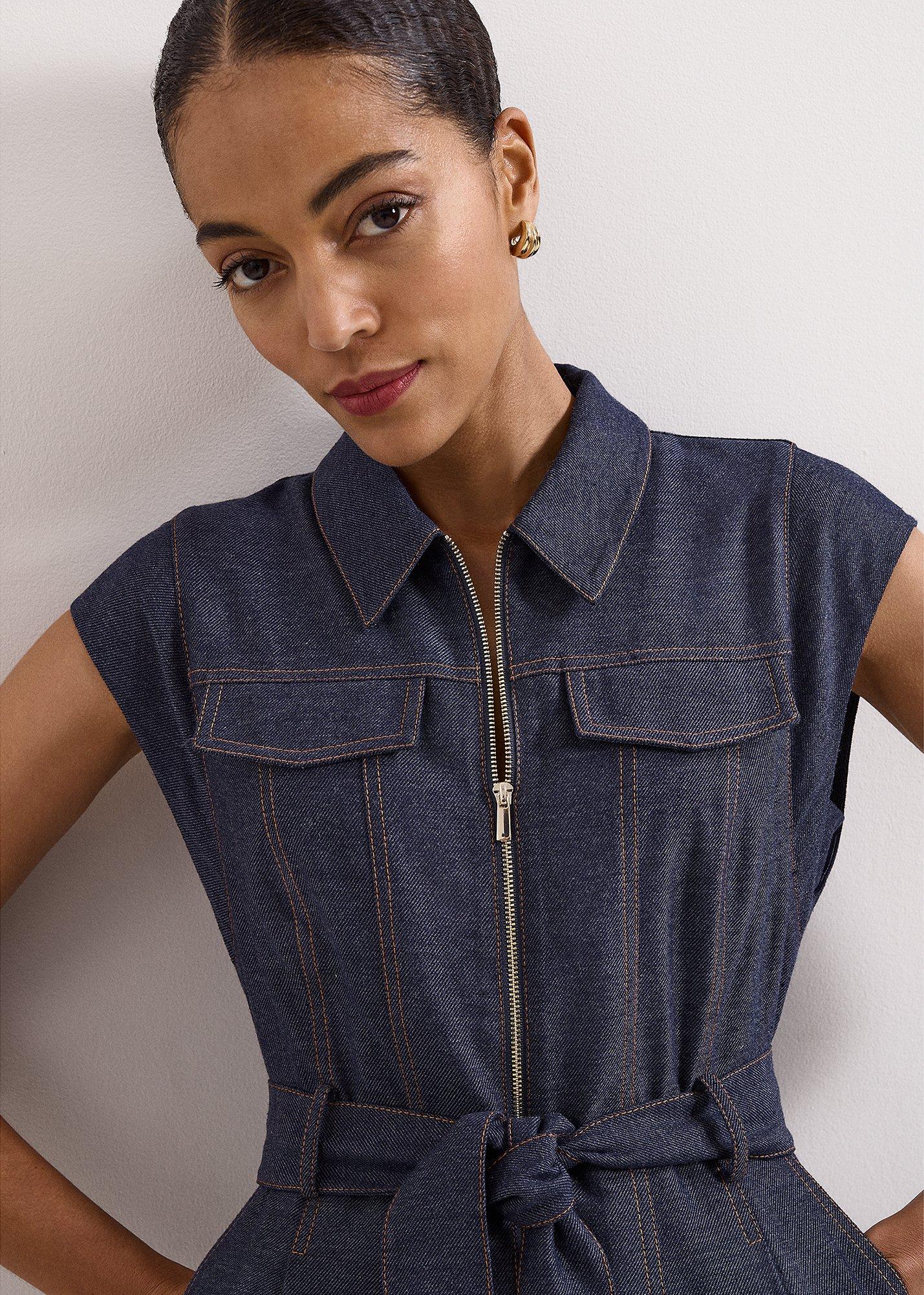Luiza Denim Wide-Leg Jumpsuit