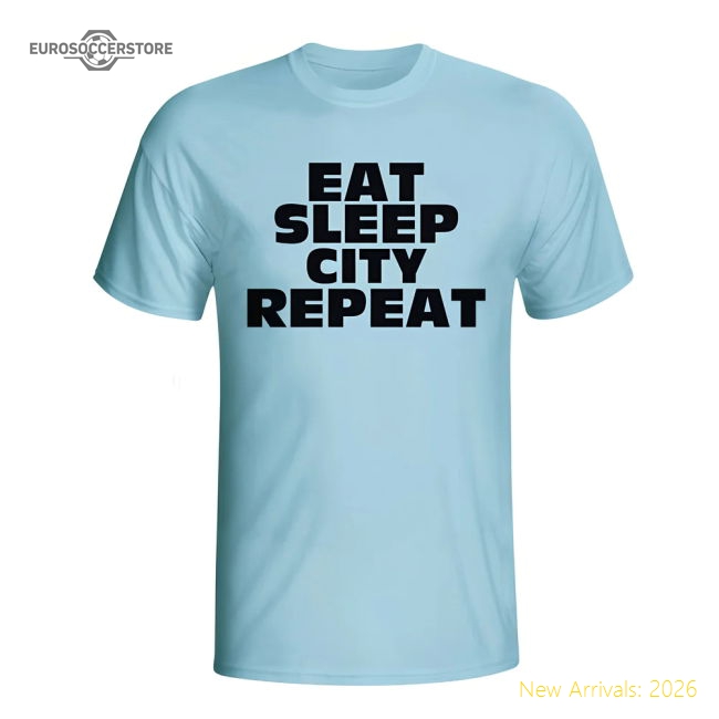 High-Quality Eat Sleep Man City Repeat T-shirt sky Blue - Kids