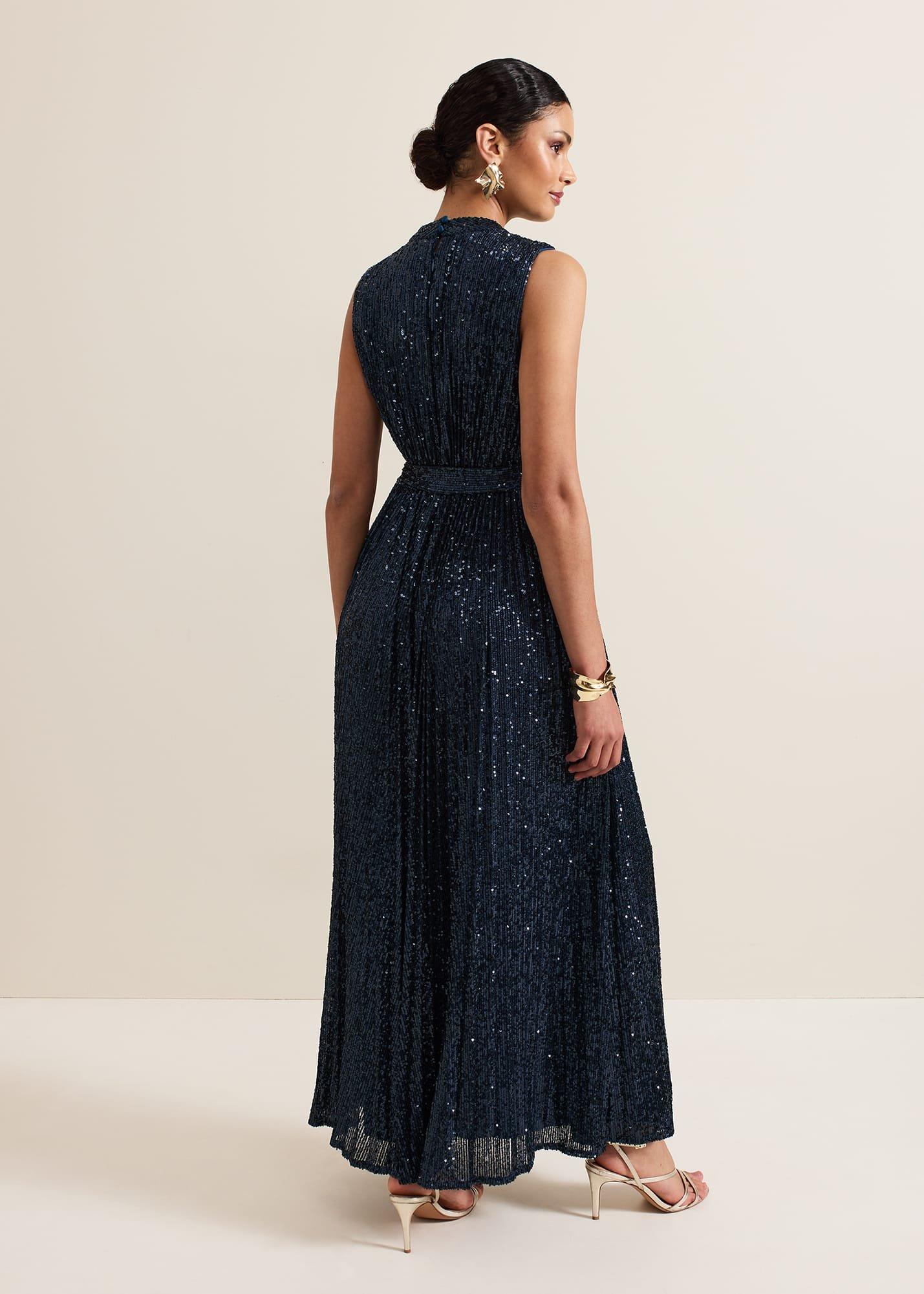 Simara Teal Sequin Jumpsuit