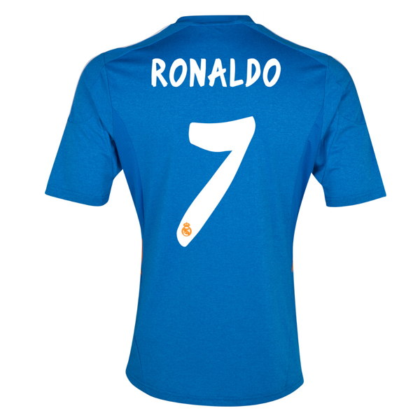 Durable 13-14 Real Madrid 7 Ronaldo Away Blue Soccer Jersey Shirt