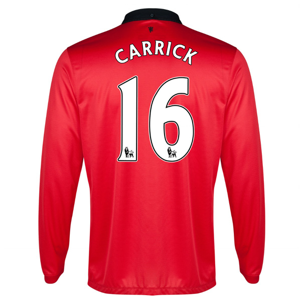 13-14 Manchester United 16 Carrick Home Long Sleeve Jersey Shirt -