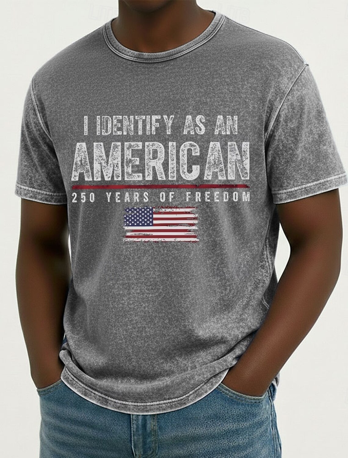 4th of July 2026 250th Memorial Day Men's Patriotic Vintage Retro Patriot US Flag Crew Neck Short Sleeve T-Shirt Casual