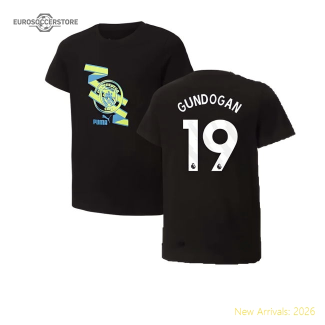 2024-2025 Man City ftblCulture Tee Black Gundogan Classic 19