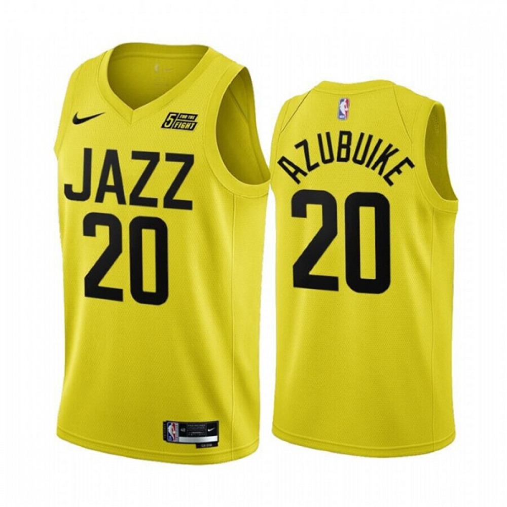Fan Favorite Professional Men's UTA #20 Udoka Yellow Basketball Jersey