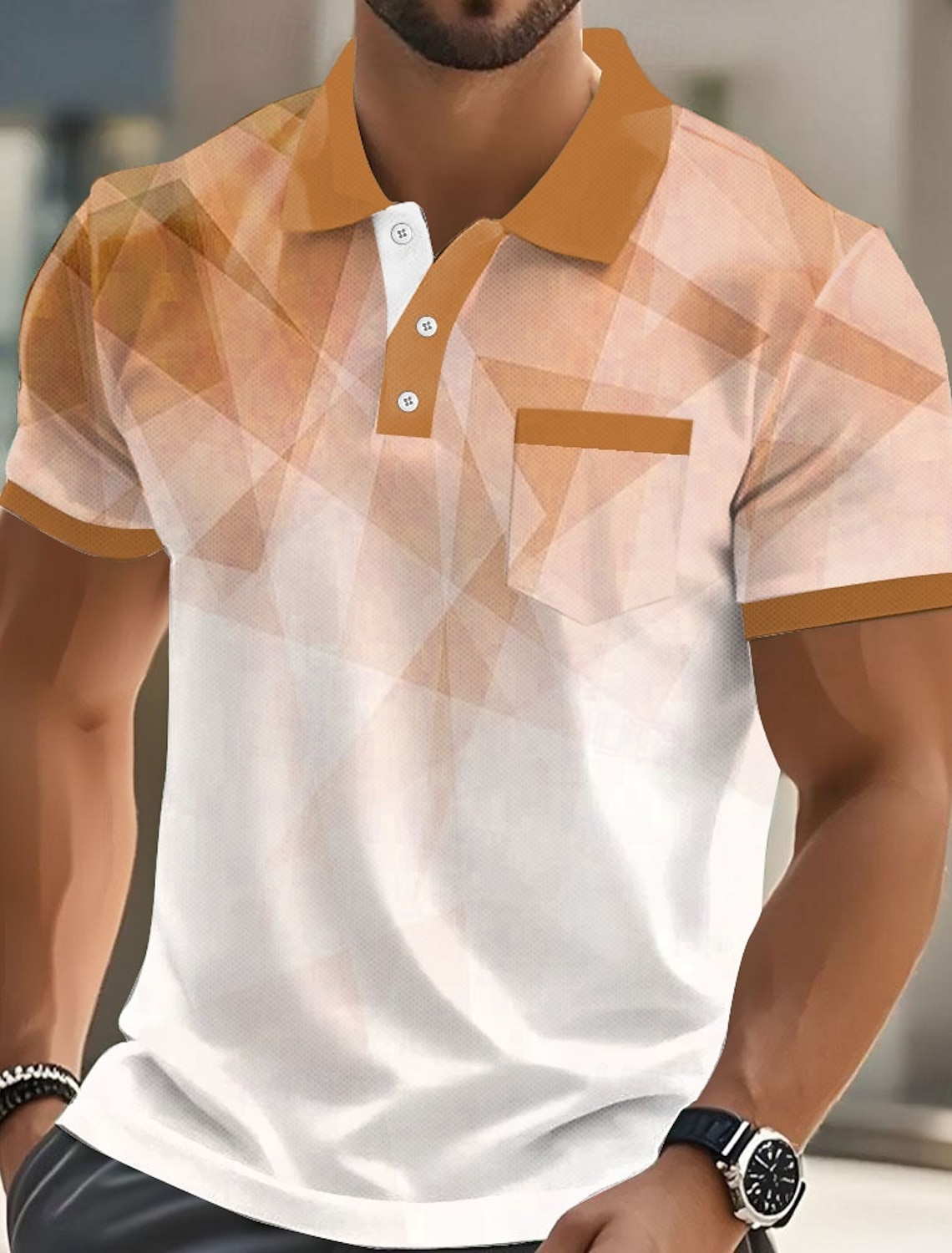 Men's Geometric Polo Short Sleeve Turndown Business Casual Daily