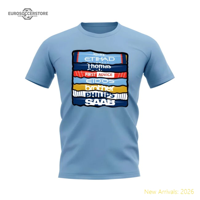 Official Manchester City Shirt Sponsor History T-shirt (sky Blue)