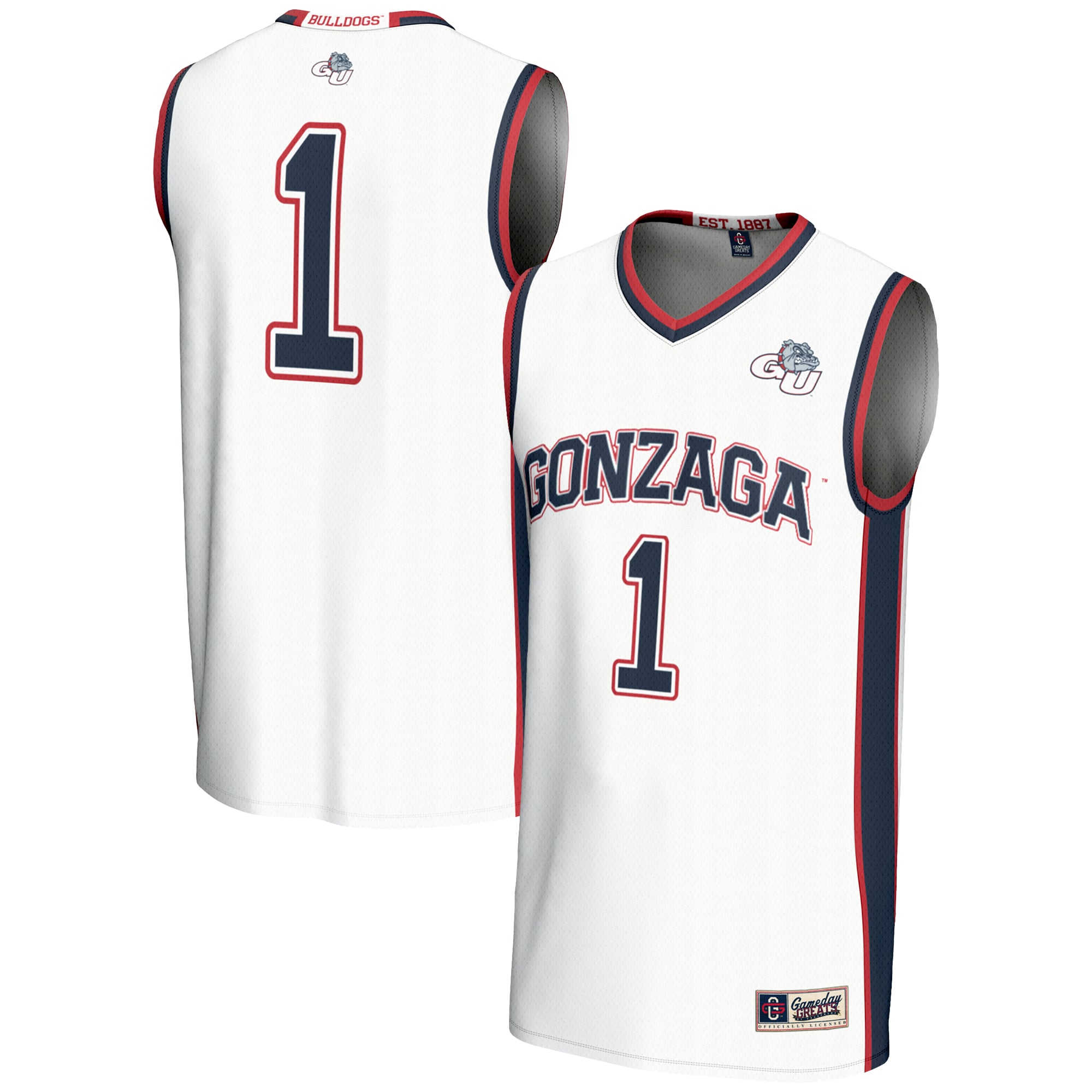 #1 Gonzaga Bulldogs GameDay Greats Lightweight Basketball Jersey - White