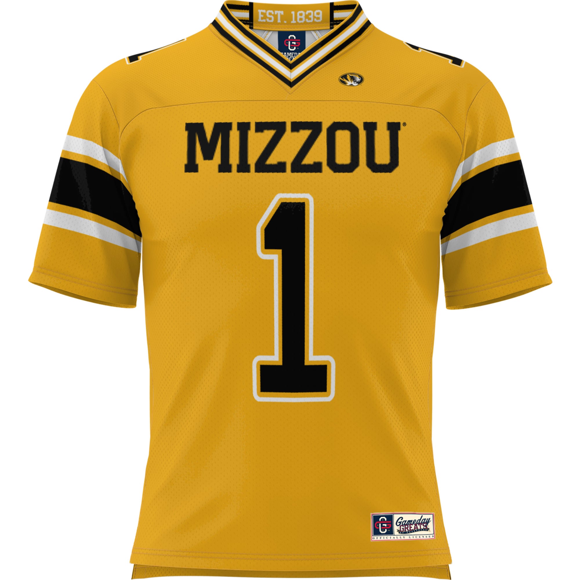 Men's #1 Gold Missouri Tigers Football Jersey