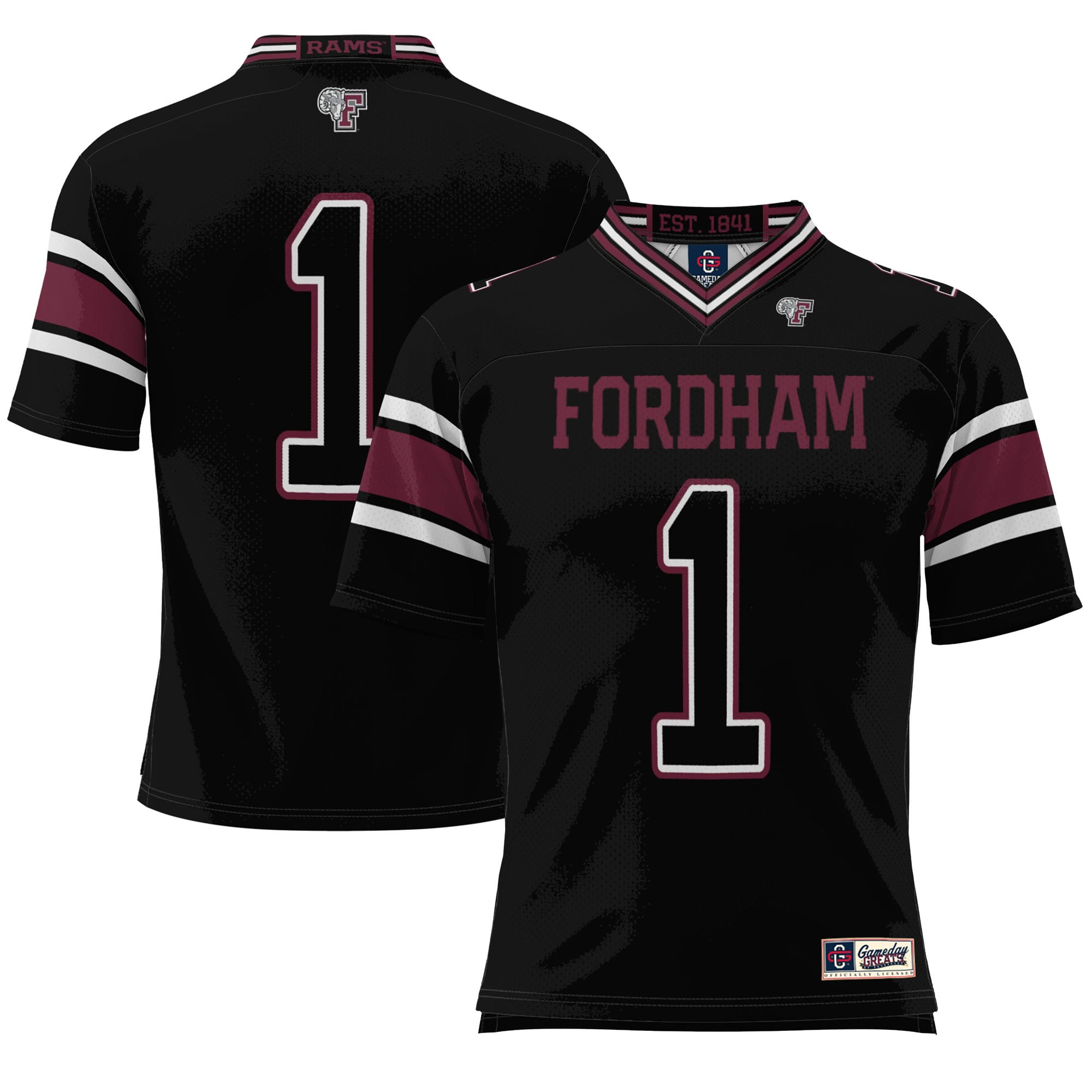 Men's #1 Black Fordham Rams Endzone Football Jersey