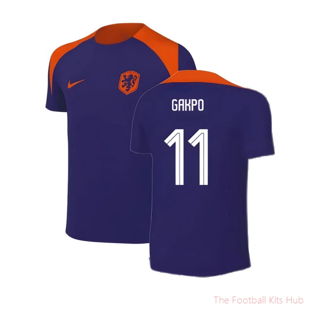 2024-2025 Netherlands Strike Training Shirt (Blue) - Kids (Gakpo 11)