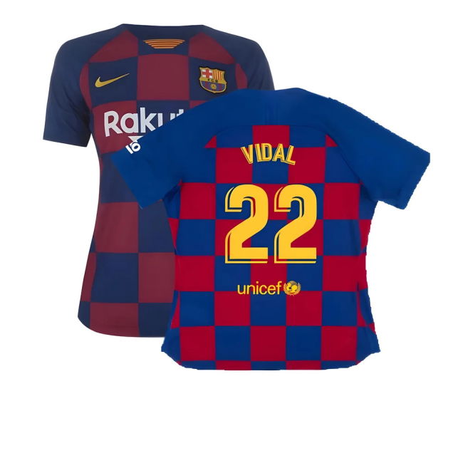 Fan Quality Barcelona Home Replica Jersey (Womens) (VIDAL 22)