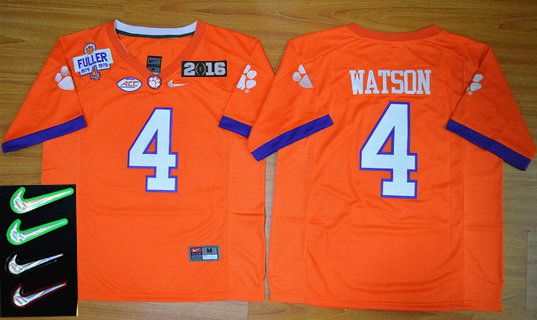 Men's Clemson CLE Orange 2016 team authorized Deshaun Watson #4 game