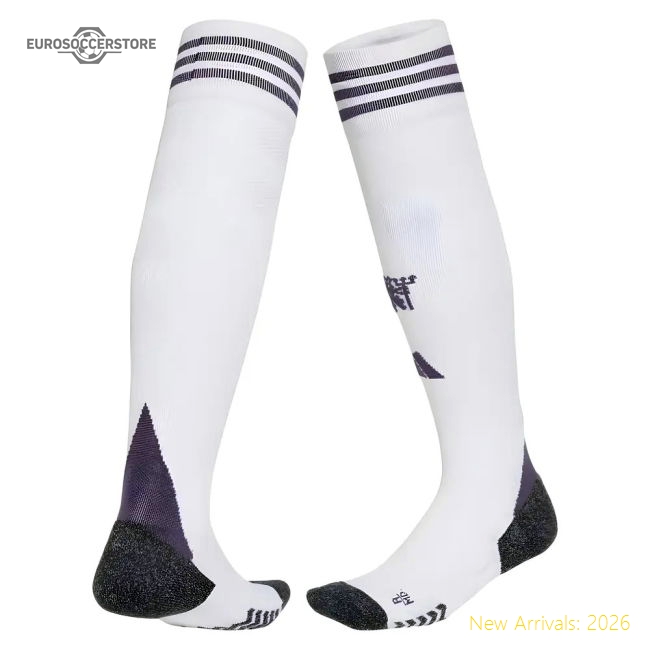 Official 2025-2026 Man Utd Away Socks (white) - Premium Quality