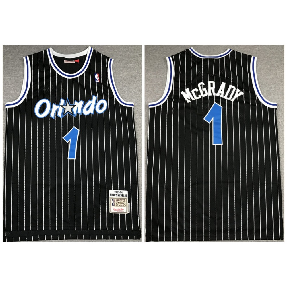 Men's Orlando Magic #1 Tracy McGrady 2003-04 Black Stitched Jersey