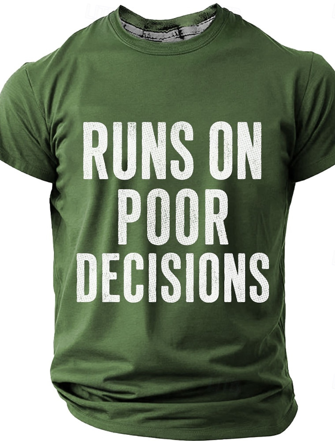 Men's Runs On Poor Decisions Slogan Letters Funny Sarcastic Meme Vintage Streetwear T Shirt Graphic Slim Muscle Fit Daily Casual Bar Party Designer Clothing Apparel S M L XL XXL XXXL