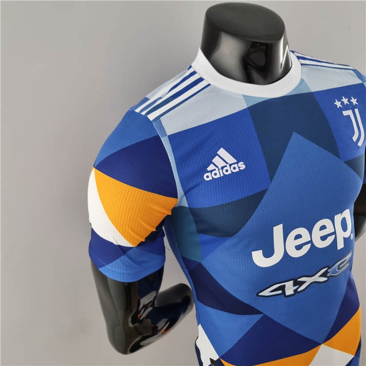 2223 Juventus 4th Blue Orange Soccer Jersey Football Shirt Player