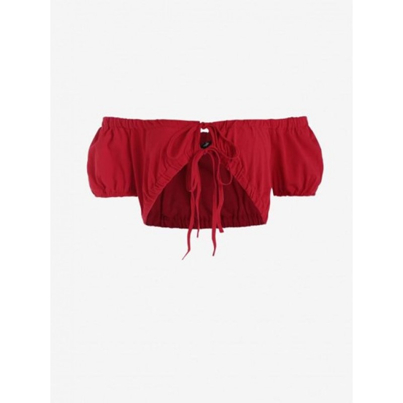 Ties Cut Out Off Shoulder Cropped Blouse TN0338