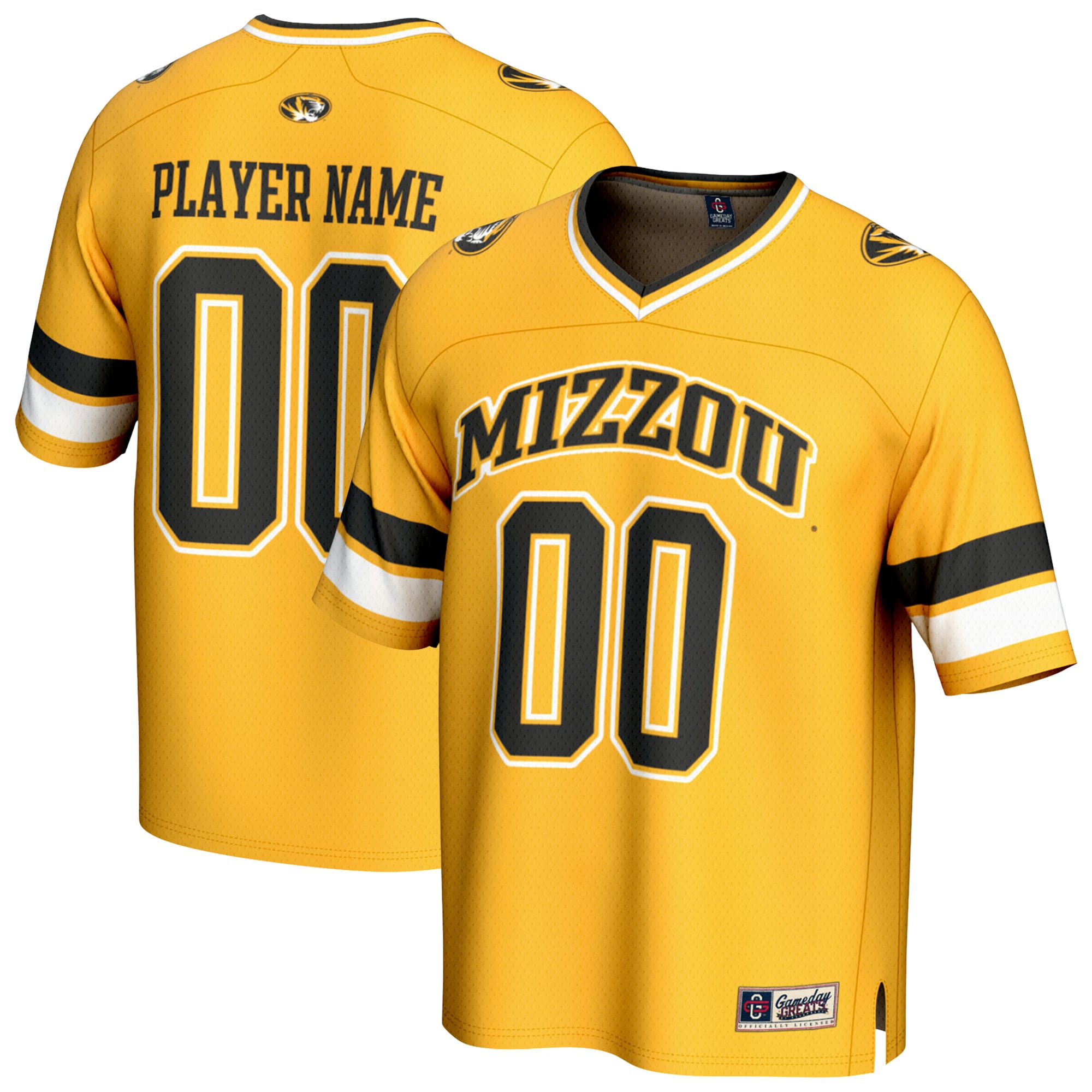 Missouri Tigers GameDay Greats Unisex NIL Pick-A-Player Football Fashion 2026 Season Football Jersey - Gold