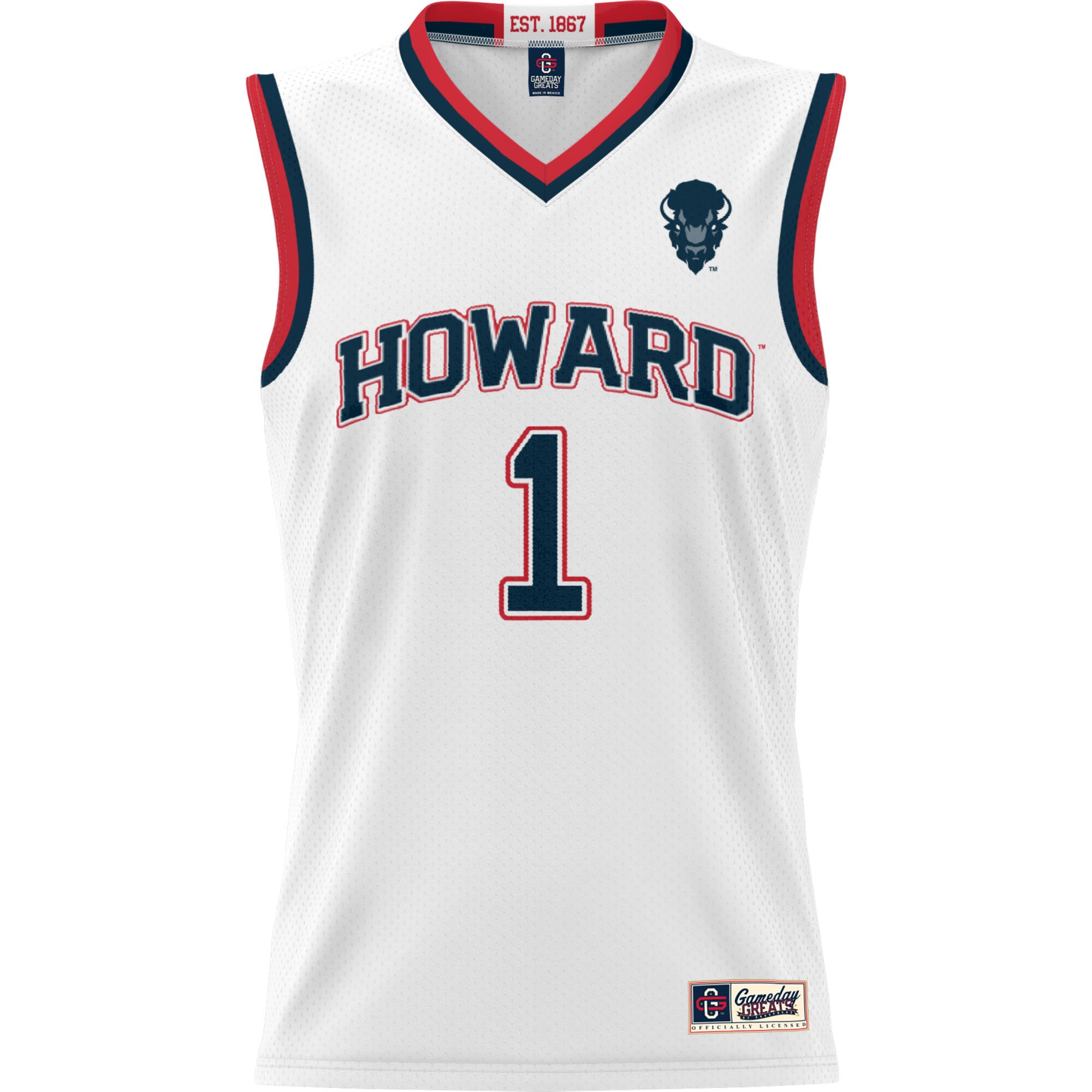 [NJP] Howard Bison GameDay Greats Unisex Lightweight Basketball Jersey - White