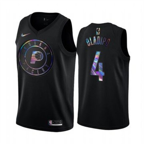 Nike Indiana Pacers #4 Victor Oladipo Mens Iridescent Holographic Collection NBA Jersey ¨C Black Mens