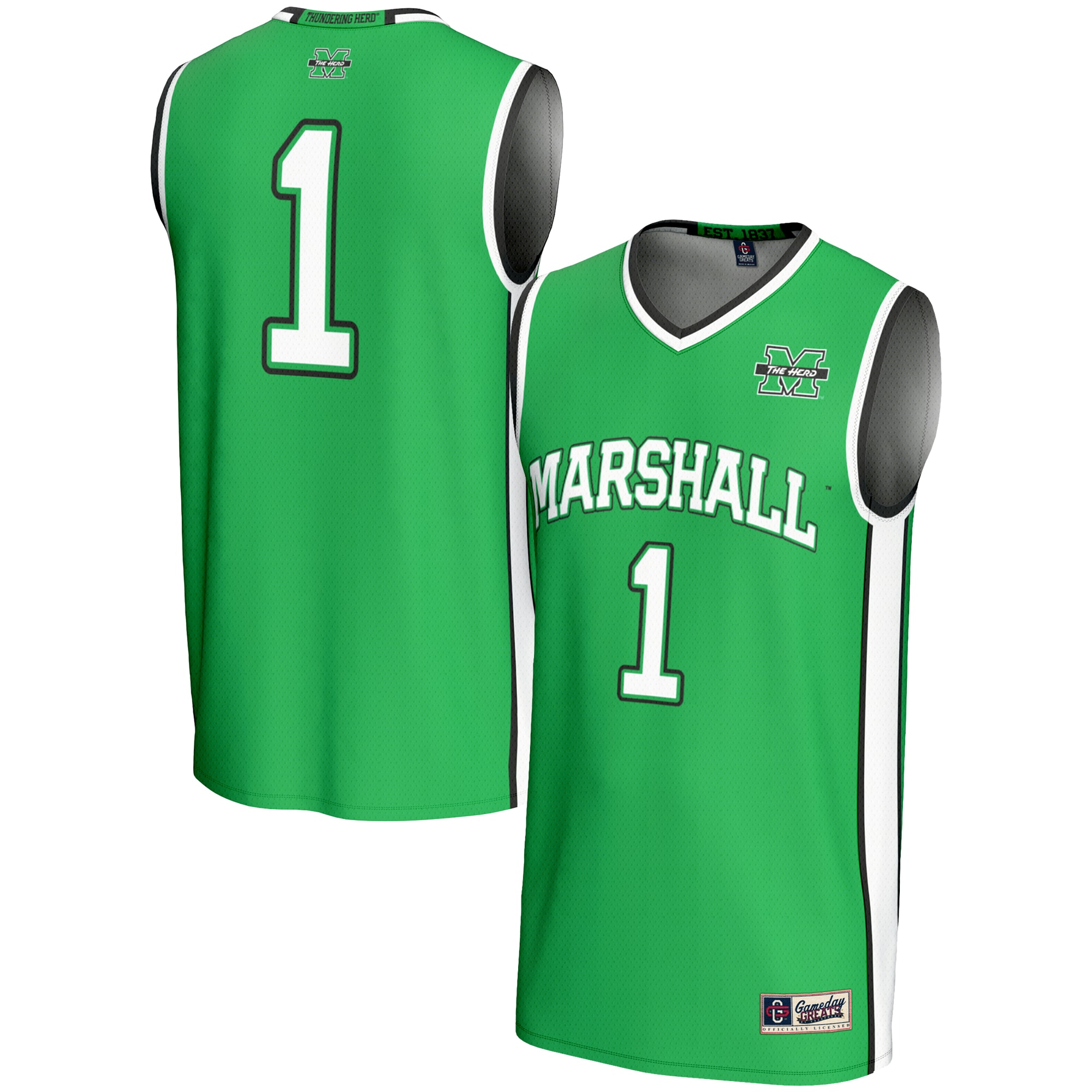 [NJP] Women's Marshall Thundering Herd GameDay Greats Lightweight Basketball Fashion Jersey - Kelly Green