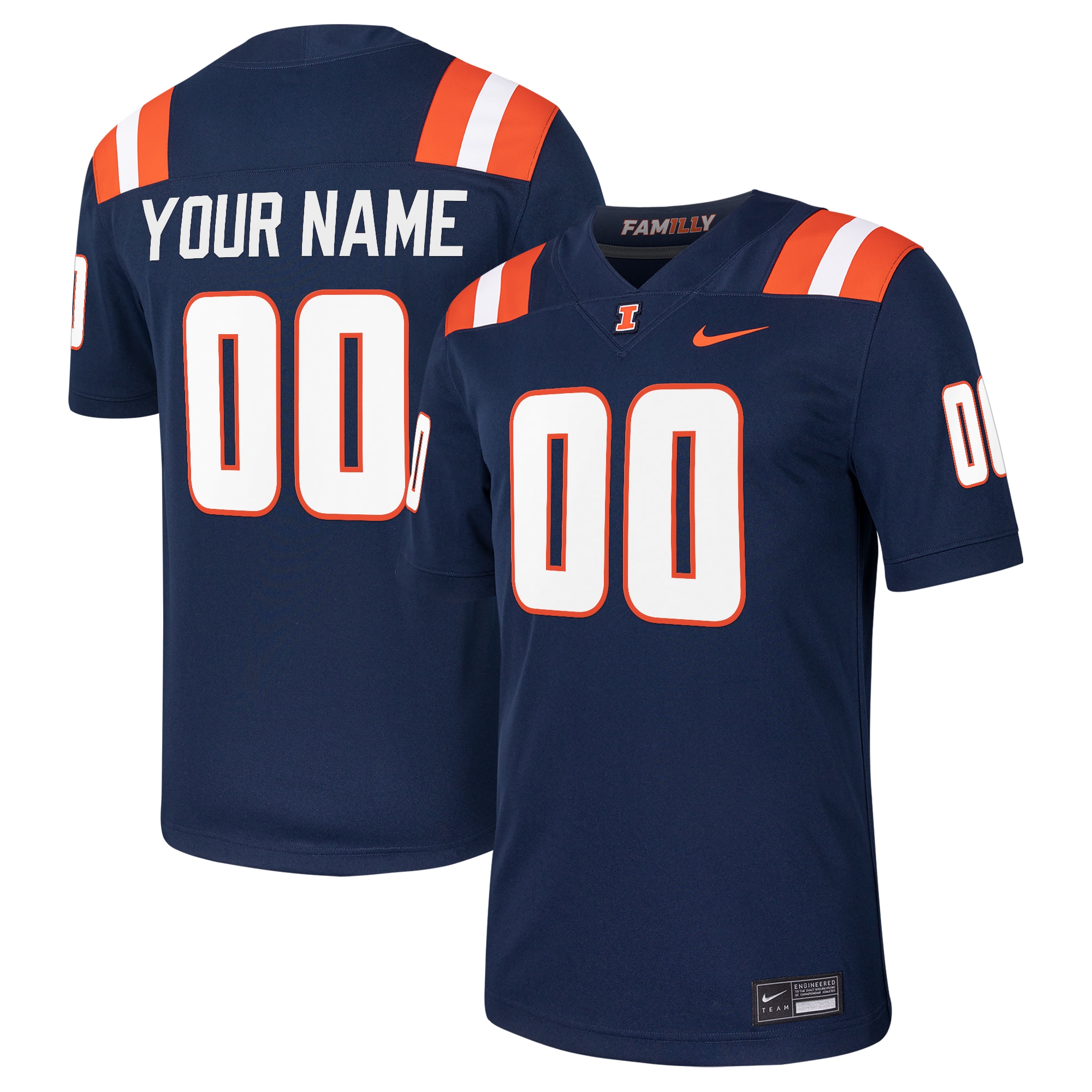 [NJP] Illinois Fighting Illini Custom Football Game Jersey - Navy