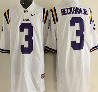 Men's LSU LA Tigers Odell Beckham #3 match worn White 2015 team