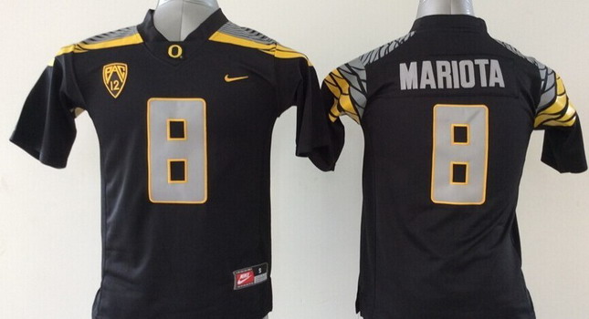 Men's None Marcus Mariota #8 stitched Black 2014 game jersey Jersey