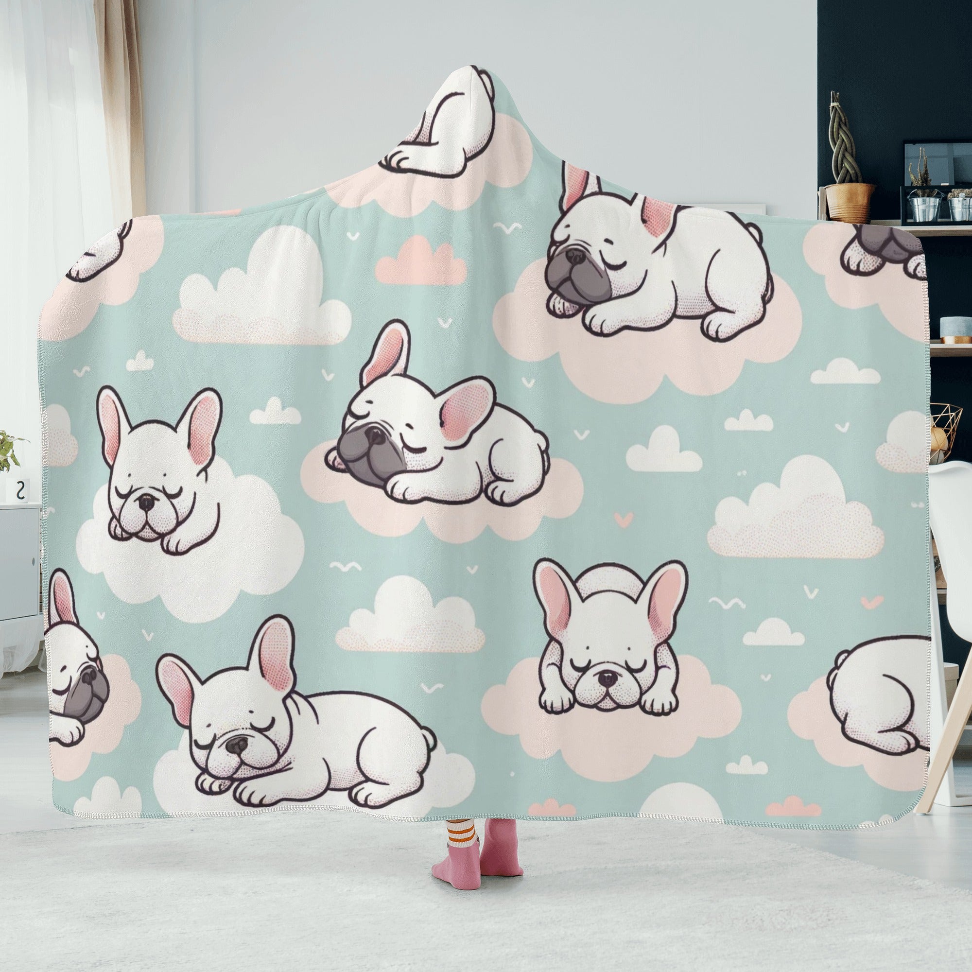 French Bulldog Moose Hooded Blanket Cute Frenchie Essential